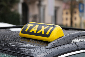 Yellow Slovenian taxi sign