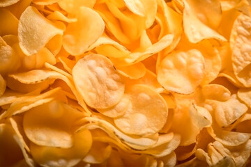 Potato chips close-up, background, texture