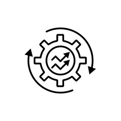 Automation and optimization vector icon. Operation process optimize sign. Effective production system technology vector illustration in black and white color.