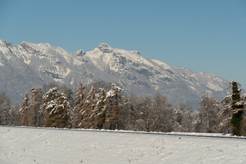 Incredible winter scenery in Vaduz in Liechtenstein