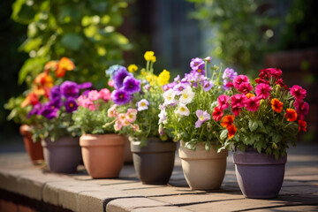 Fototapeta premium Vibrant Potted Garden Blooms