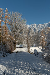 Incredible winter scenery in Vaduz in Liechtenstein