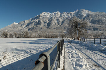 Incredible winter scenery in Vaduz in Liechtenstein - obrazy, fototapety, plakaty
