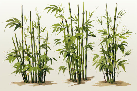 High resolution image of wet bamboo-leaves isolated on a white background. Please take a look at my similar bamboo