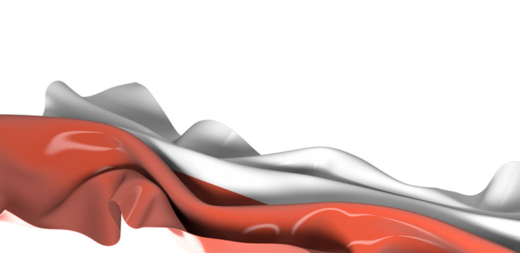 Flag of Poland on a White surface.