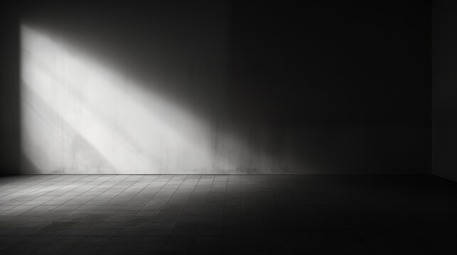Blurred shadow on the light black wall. Minimal abstract background, Ai generated image.