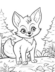 Fox in the jungle coloring page - coloring  book for kids