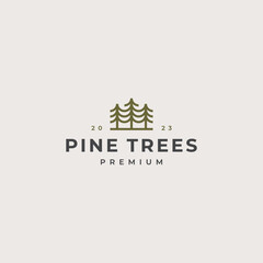 Simple pine trees logo design template