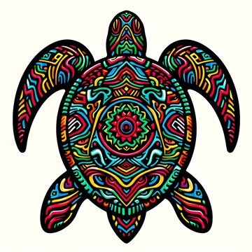 Colorful turtle cartoon zentangle arts. isolated on white background.