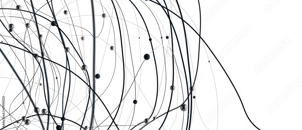 Poster Falling cyber particles. Big data stream. 3d