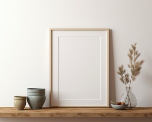 Picture Frame on Wooden Shelf