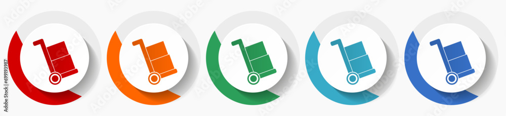 Poster delivery service, shipping barrow vector icon set, flat icons for logo design, webdesign and mobile 