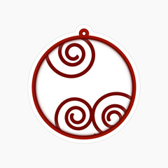 flat vector christmas ball with spirals for decorations