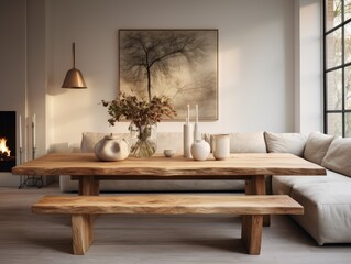 Fototapeta na wymiar A Cozy Living Room with Stylish Furniture and a Warm Fireplace