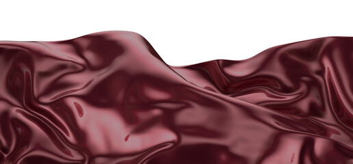 3d render of abstract red cloth falling. Silk drapery flies away.