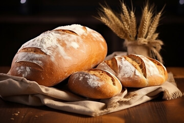 Food concept. Various bread bakery assorted background with copy space