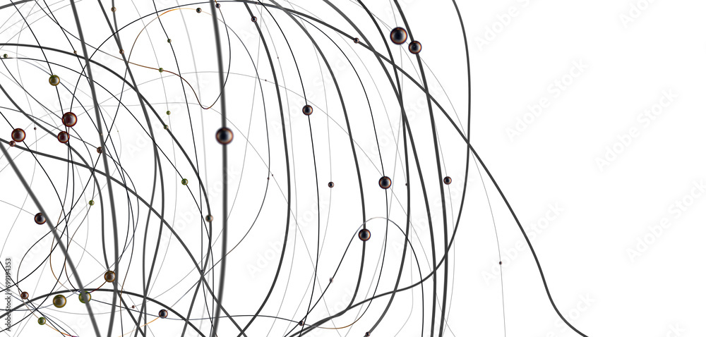 Poster Falling cyber particles. Big data stream. 3d