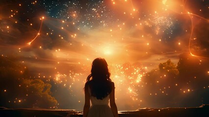Be transported to a magical realm through this ethereal video featuring a shimmering, starlit sky.