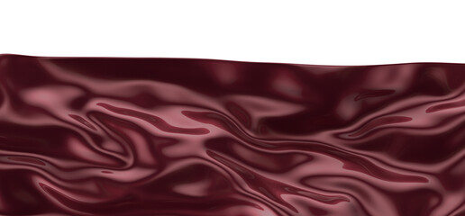 3d render of abstract red cloth falling. Silk drapery flies away.
