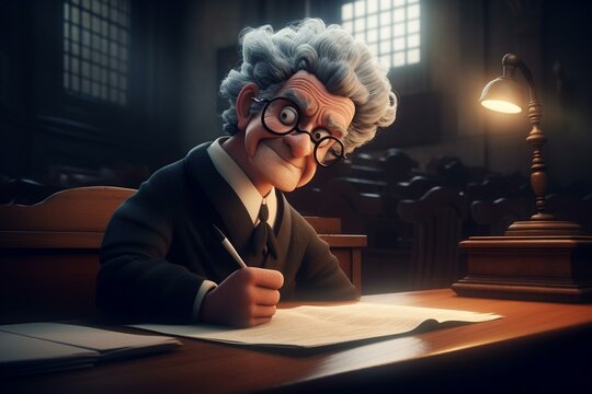 Cartoon of a legal judge. Generative AI