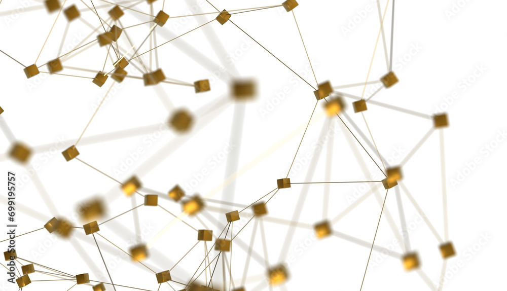 Fototapete abstract technology futuristic network - fantasy plexus background. 3d rendering