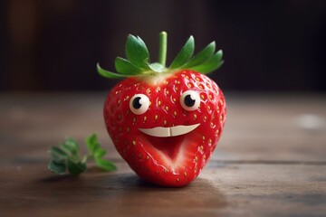 a happy strawberry. Generative AI
