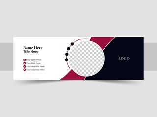 Modern email signature or poster or social media cover design template with abstract background.