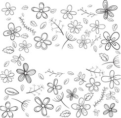 set of floral elements