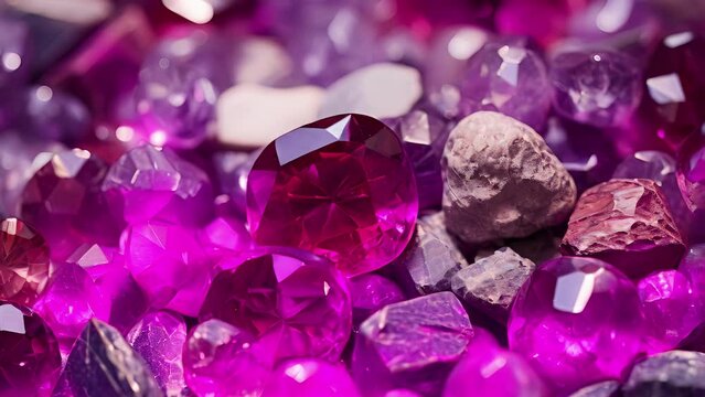A photo of a pile of raw diamonds rubies and other gemstones waiting to be and set in jewelry.