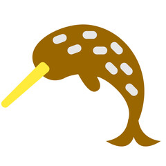 海の生物、イッカクを表すカラースタイルのアイコン