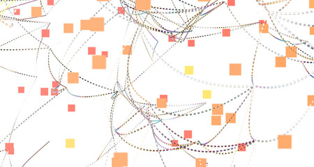Futuristic geometric double data flow background with connecting dots and lines. Abstract digital