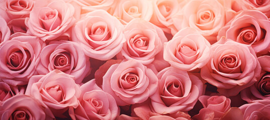 Close up of pink beautiful blooming roses