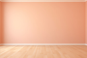 Modern room with parquet floor and empty trendy peach wall. Copy space for text, furniture or decorative elements. 