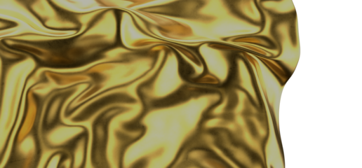 Flying gold cloth isolated on white background 3D render