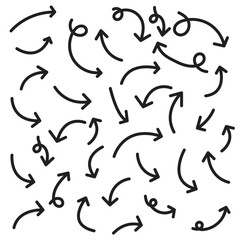 hand drawn arrows set , swirls arrows different direction