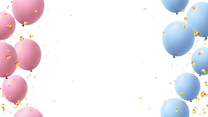 Pink, blue balloon and gold confetti for greeting, wedding, holiday, eve and baby shower © Little J
