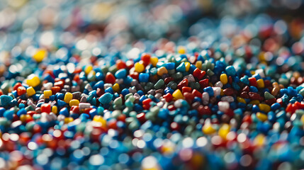 Plastic pellets Background Close-up Plastic granules Polymer plastic beads resin polymer genrativ ai - obrazy, fototapety, plakaty