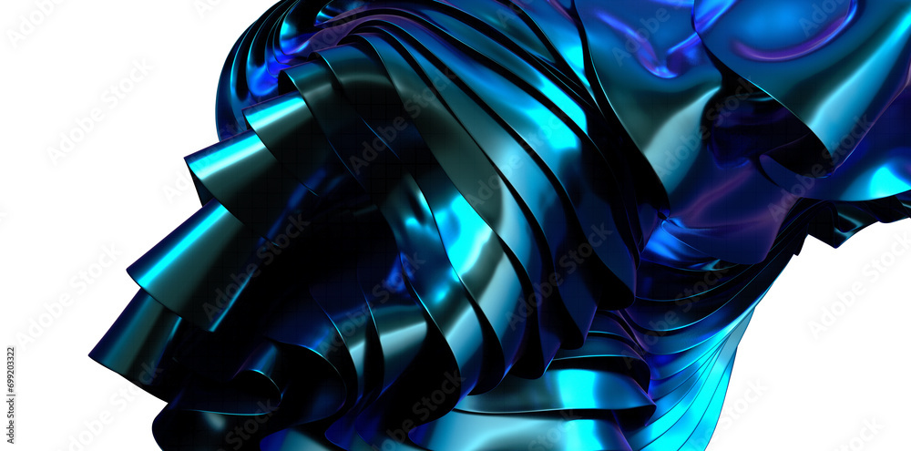 Poster Fluid Abstraction: Abstract 3D Blue Wave Illustration with Captivating Visual Texture