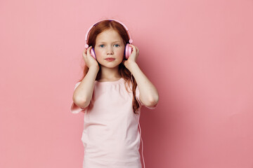 Girl person little music sound children listen enjoy cute young childhood audio