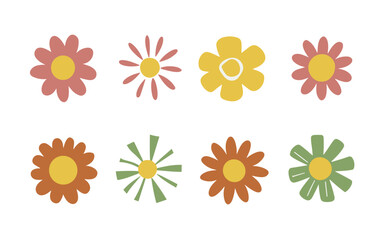 Abstract flowers vector clipart. Spring illustration.