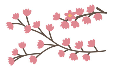 Abstract cherry blossom flowers vector clipart. Spring illustration.