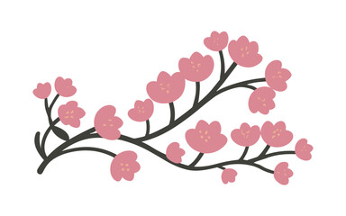 Abstract cherry blossom flowers vector clipart. Spring illustration.