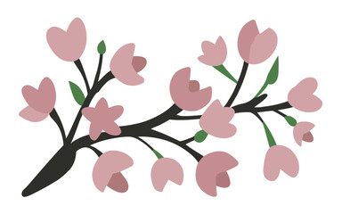 Abstract cherry blossom flowers vector clipart. Spring illustration.