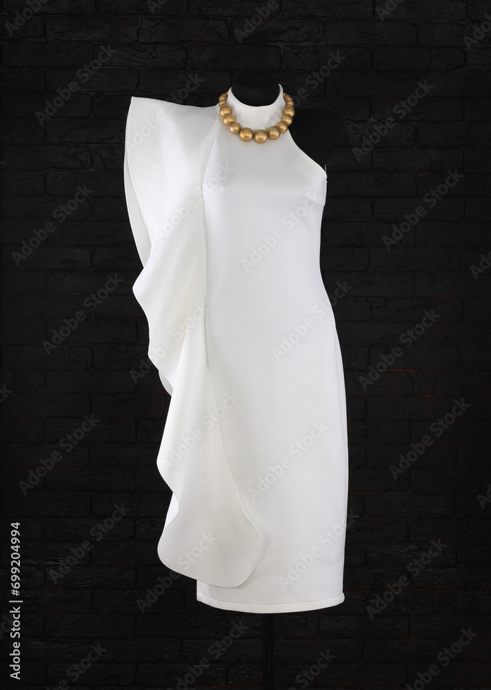 Canvas Prints white cocktail fashion dress on a mannequin