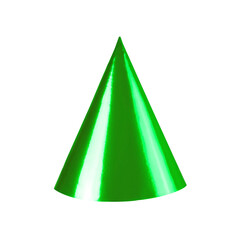 Green birthday cap png isolated white background. Party hat. Clipping path.