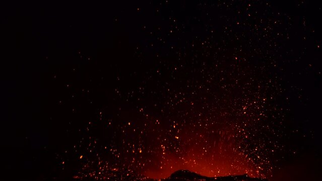 Etna Eruption in Sicily. Lava flow 