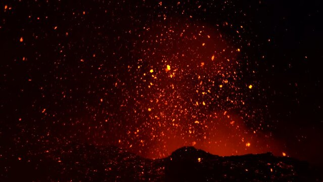 Etna Eruption in Sicily. Lava flow 