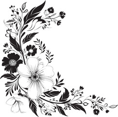 Harmonious Corner Elements Black Vector Design Curvilinear Border Details Decorative Black Logo