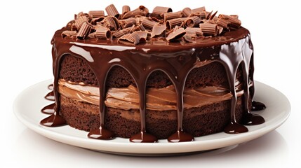 Tasty chocolate cake isolated on white background isolated on white background, - Created using AI Generative Technology