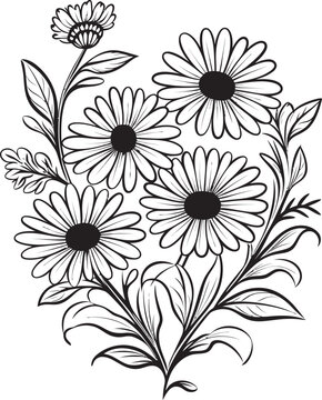 Sophisticated Daisy Frame Black Vector Logo Design Blossom Enclosure Daisy Flower Black Logo Icon